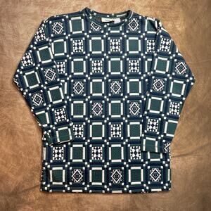 Pasta Vintage 80s Quilted Geometric Sweater Multicolor Long Sleeve Women's M